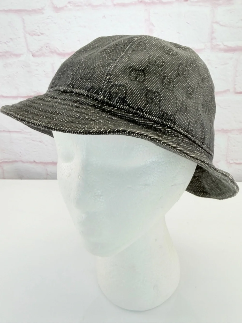 Gucci Vintage Black Denim Gg Canvas Bucket Hat